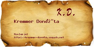 Kremmer Donáta névjegykártya